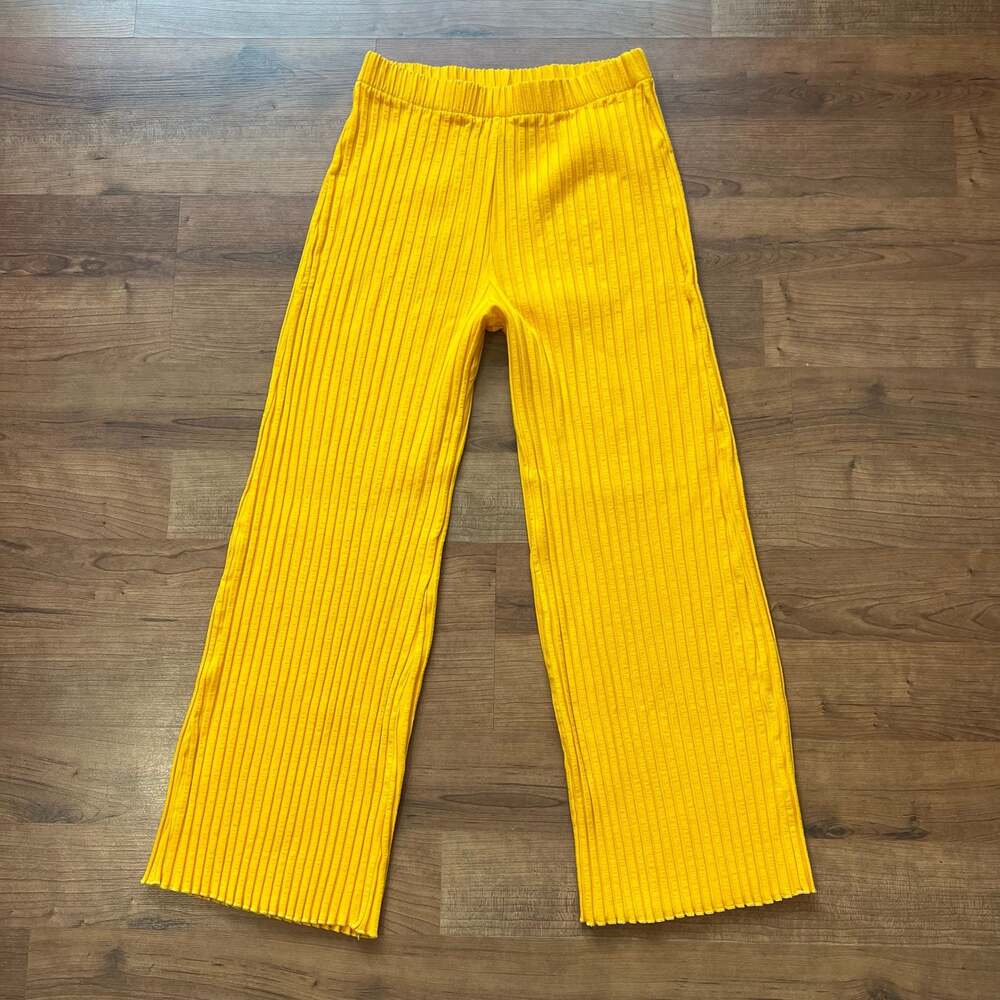 Simon Miller Alder Rib Yellow/Orange Wide Leg Ribbed Lounge Pants Size S